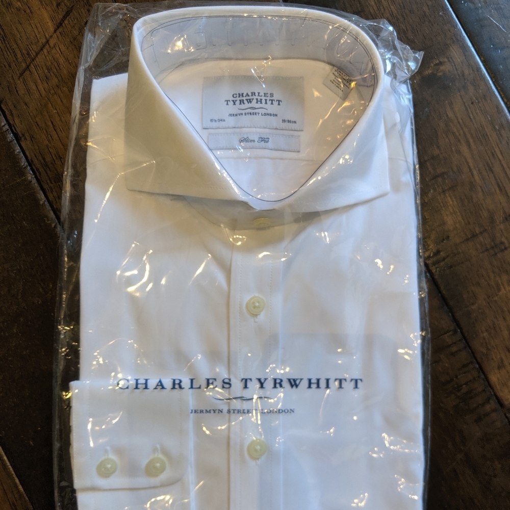 Brand new white collared dress shirt